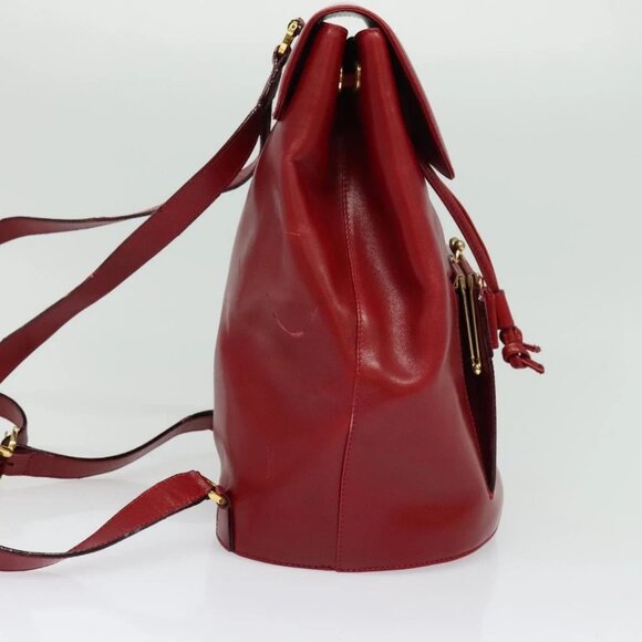 Salvatore Ferragamo Vala Backpack Leather Red Gold Auth 138862 - Picture 6 of 14